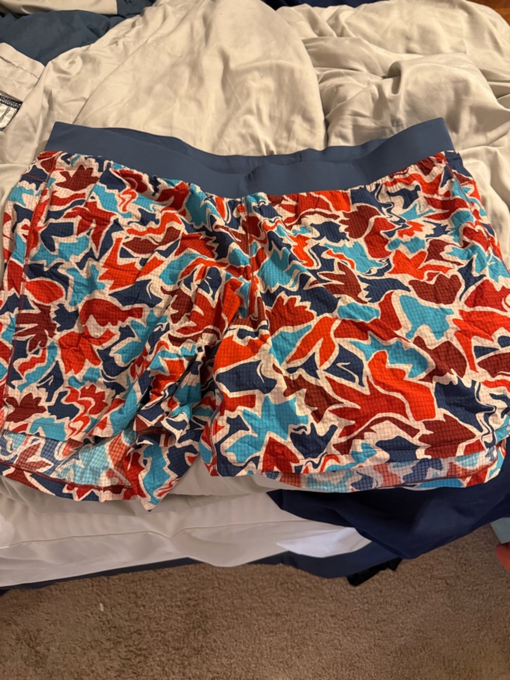 REI Women's Multi-Color Patterned Athletic Shorts (Red, Blue, Teal)